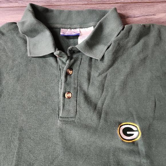 Vintage NFL Reebok Green Bay Packers Mens Green Polo Shirt Size XL - Picture 2 of 3